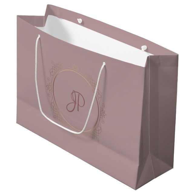 Bolsa De Regalo Grande Plantilla Monogramada Rosa Gold Elegant (Angulo Anverso)