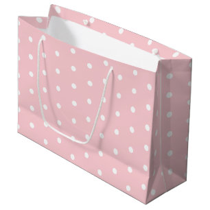 Bolsa De Regalo Grande Plantilla punteada polca blanca rosada elegante de