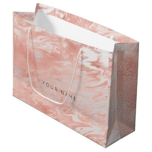 Bolsa De Regalo Grande Plata metálica de mármol del regalo de Rubor del