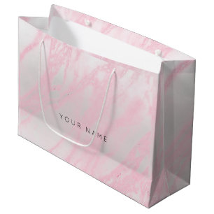 Bolsa De Regalo Grande Plata metálica de mármol en colores pastel color