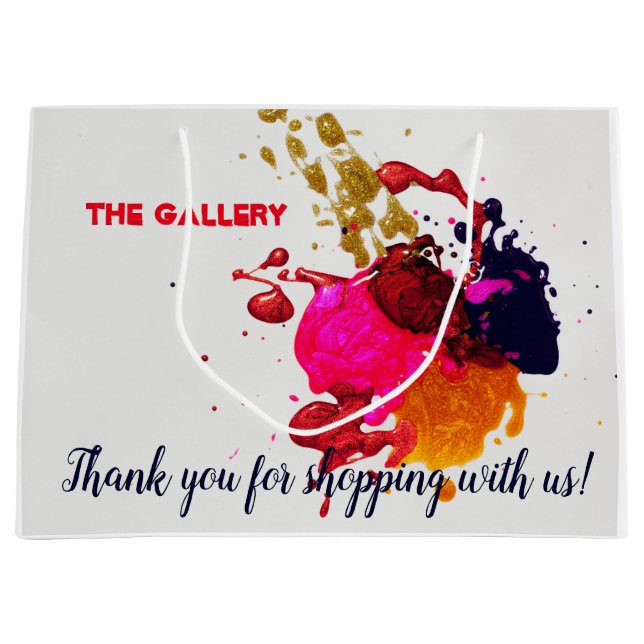 Bolsa De Regalo Grande Plata moderna de pintura de oro rojo rosado púrpur (Anverso)