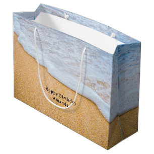 Bolsa De Regalo Grande Playa de arena con día de cumpleaños de una espuma