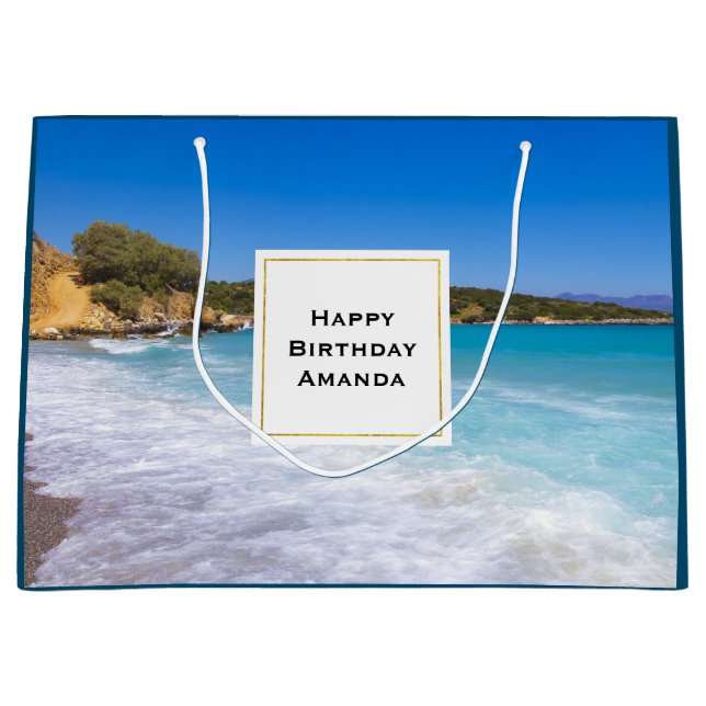 Bolsa De Regalo Grande Playa exótica Isla Tropical Paraíso Cumpleaños (Anverso)