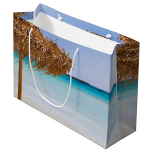 Bolsa De Regalo Grande Playa Tropical Escénica con Paraguas de Paja