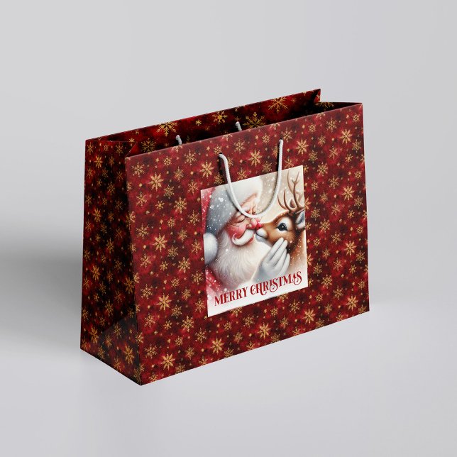 Bolsa De Regalo Grande Playful Santa and Rudolph Classic Christmas Bag (Playful Santa and Rudolph Classic Christmas Bag)