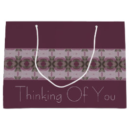 Bolsa De Regalo Grande Pluma Oscura Con Rosa Y Verde