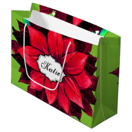Bolsa De Regalo Grande POINSETTIA CLÁSICO en ROJO