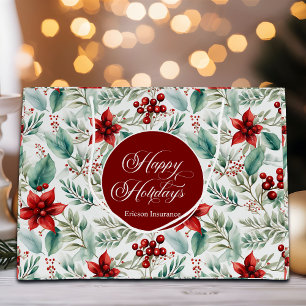 Bolsa De Regalo Grande Poinsettia Verde Navidad Corporativa