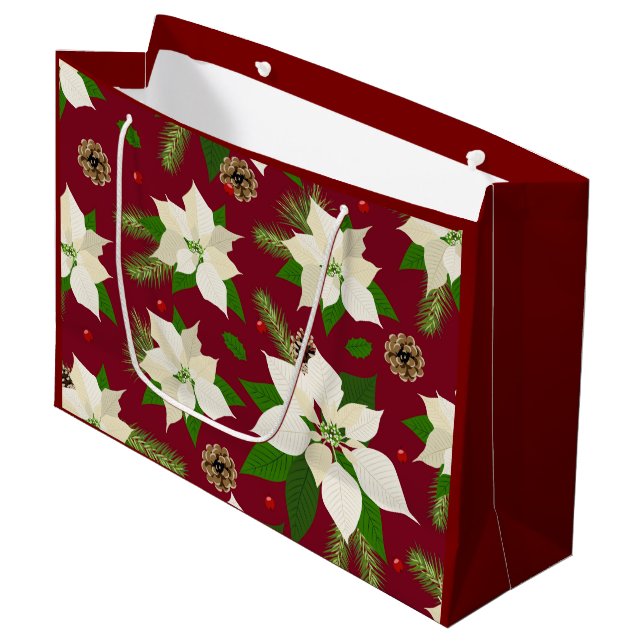 Bolsa De Regalo Grande Poinsettias (Angulo Anverso)