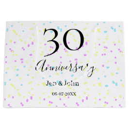 Bolsa De Regalo Grande Polka amarillo rosa azul marca el nombre del 30 an