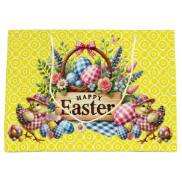 Bolsa De Regalo Grande Pollitos De Pascua Amarillos