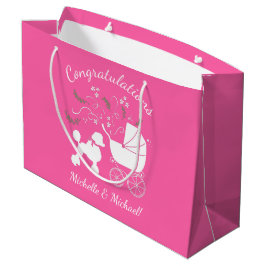 Bolsa De Regalo Grande Poodle Baby Shower Pink