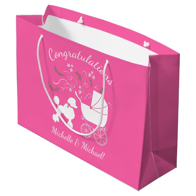 Bolsa De Regalo Grande Poodle Baby Shower Pink (Angulo reverso)