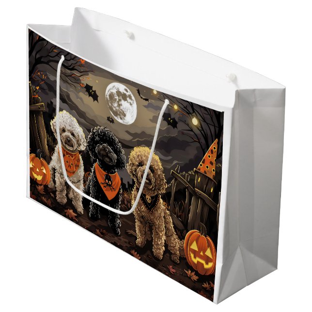 Bolsa De Regalo Grande Poodle Halloween Spooky (Angulo Anverso)