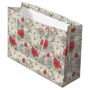 Bolsa De Regalo Grande Poppy Flower Garden Pattern