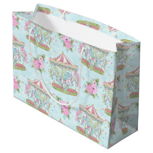 Bolsa De Regalo Grande Potro azul rosado del carrusel del circo