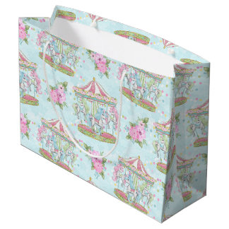 Bolsa De Regalo Grande Potro azul rosado del carrusel del circo
