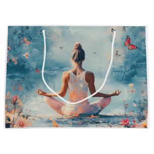 Bolsa De Regalo Grande Prado del Atardecer Meditación con Mariposas (3)