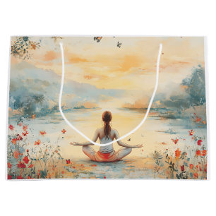 Bolsa De Regalo Grande Prado del Atardecer Meditación con Mariposas (6)