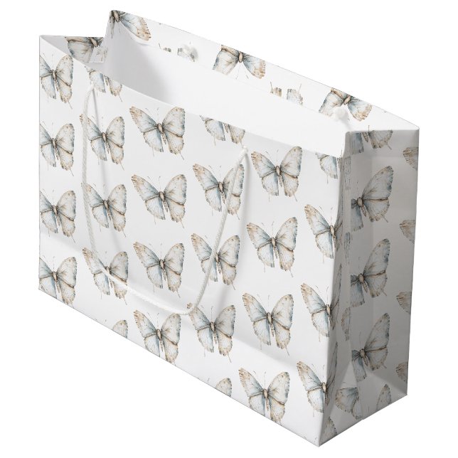 Bolsa De Regalo Grande Preciosa Mariposa Blanca Despedida de Soltera (Angulo Anverso)