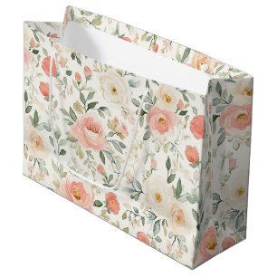 Bolsa De Regalo Grande Precioso baño nupcial floral rosa con rubor de mel