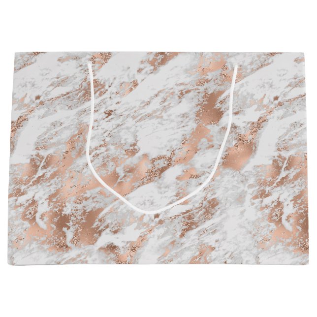 Bolsa De Regalo Grande Precioso mármol blanco dorado rosa  (Anverso)