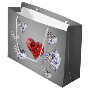 Bolsa De Regalo Grande Preciosos y elegantes corazones de diamantes