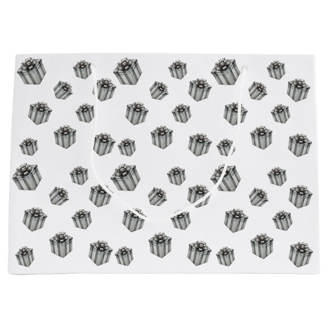 Bolsa De Regalo Grande Premium Silver Gift Boxes Elegant Holiday Party (Anverso)