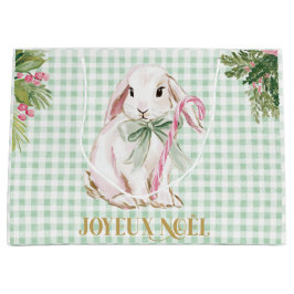 Bolsa De Regalo Grande Preppy Bunny & Green Gingham Joyeux Noël