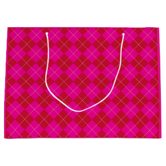 Bolsa De Regalo Grande Preppy rosa y rojo Argyle Navidad