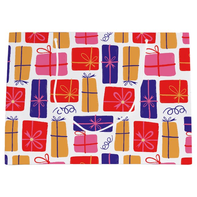 Bolsa De Regalo Grande Presente navideño ilustrado (Anverso)