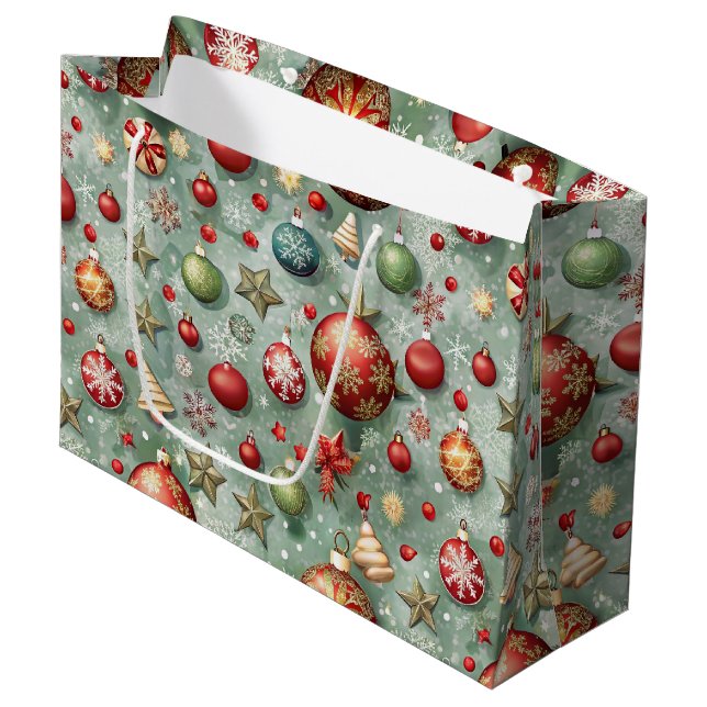 BOLSA DE REGALO GRANDE PRETTY COLOFUL CHRISTMAS ORNAMENTS (Angulo Anverso)