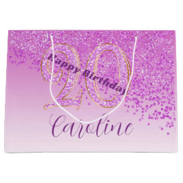 Bolsa De Regalo Grande Pretty Falling Pink Glitter 20th Birthday