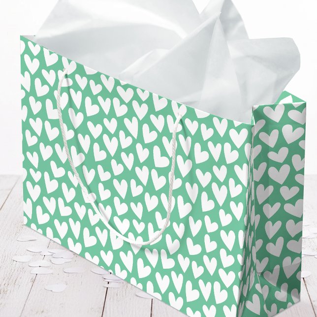 Bolsa De Regalo Grande Pretty Love Heart Pattern Mint White Valentine (Subido por el creador)