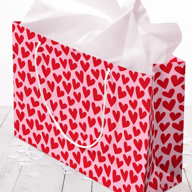 Bolsa De Regalo Grande Pretty Love Heart Pattern Pink Red Valentine (Subido por el creador)