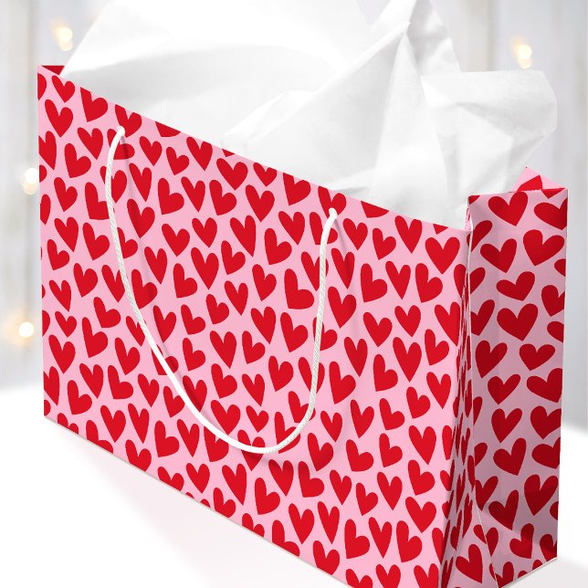 Bolsa De Regalo Grande Pretty Love Heart Pattern Pink Red Valentine (Subido por el creador)