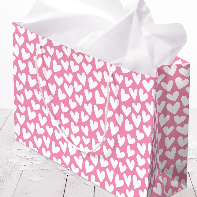 Bolsa De Regalo Grande Pretty Love Heart Pattern Pink White Valentine (Subido por el creador)