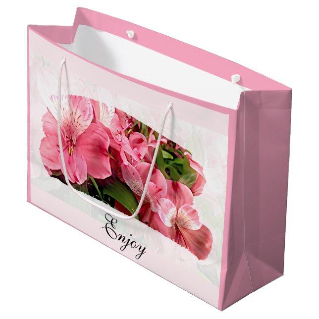 Bolsa De Regalo Grande Pretty Pink Flower  Gift Bag (Angulo Anverso)