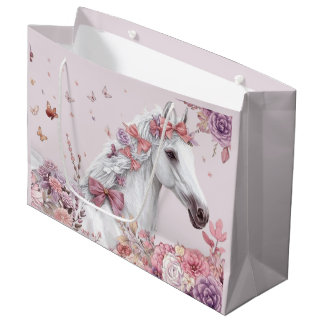 Bolsa De Regalo Grande Pretty Ponies and Petals Horse Gift Bag for Girls
