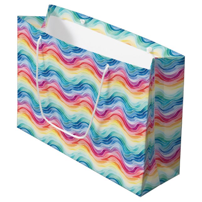 Bolsa De Regalo Grande Pride Wavy Rainbow Stripes Pattern (Angulo Anverso)