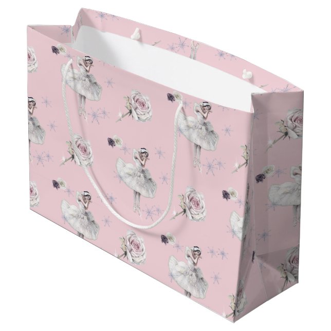 Bolsa De Regalo Grande Prima Ballerina Swan y Rosas (Angulo reverso)
