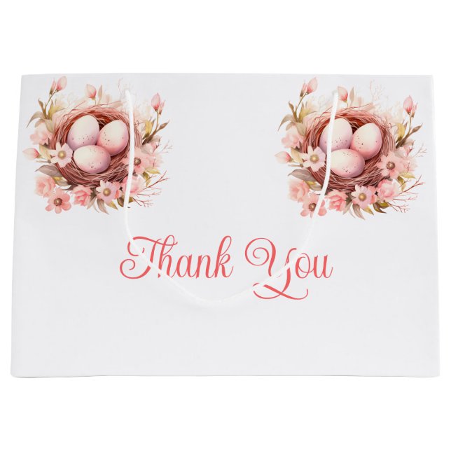 Bolsa De Regalo Grande Primavera Aves Nest Baby Shower (Anverso)