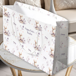 Bolsa De Regalo Grande Primer Chica de Pascua Bunny Nombre Personalizado