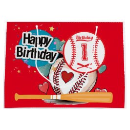 Bolsa De Regalo Grande Primer cumpleaños del béisbol