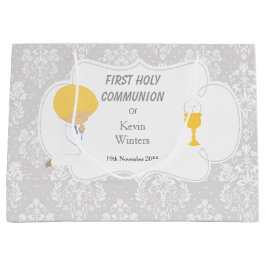 Bolsa De Regalo Grande Primera munición blonde boy Silver Damask