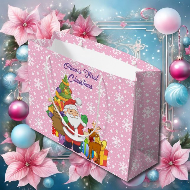 Bolsa De Regalo Grande Primera navidad nombre personalizado de niña bebé  (Subido por el creador)