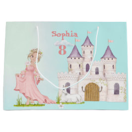 Bolsa De Regalo Grande Princess Pink Blue Castle Cute Cumpleaños