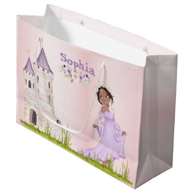 Bolsa De Regalo Grande Princess Purple Castle Dark Hair Birday (Angulo Anverso)