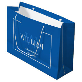 Bolsa De Regalo Grande Profesional azul y blanco groomsmen minimalista 