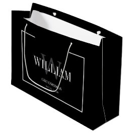 Bolsa De Regalo Grande Profesional Groomsmen Minimalista Blanco y Negro 